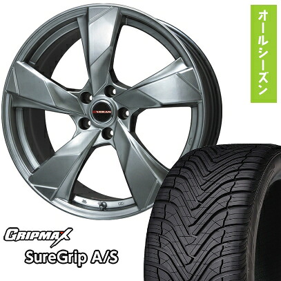 【取付対象】225/45R18 オールシーズンタイヤ ホイール4本セット GRIPMAX シュアグリップ オールシーズン(限定) (5/114車用) PREMIX ヴェランV(クロームハイパーシルバー) 18インチ【送料無料】