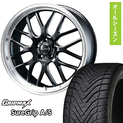【取付対象】225/40R19 オールシーズンタイヤ ホイール4本セット GRIPMAX シュアグリップ オールシーズン(限定) (5/100車用) BLEST ユーロスポーツ タイプ805 セミグロスブラック 19インチ【送料無料】
