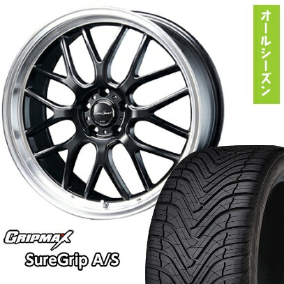 【取付対象】225/40R19 オールシーズンタイヤ ホイール4本セット GRIPMAX シュアグリップ オールシーズン(限定) (5/114車用) BLEST ユーロスポーツ タイプ805 セミグロスブラック 19インチ【送料無料】｜アークタイヤ 店