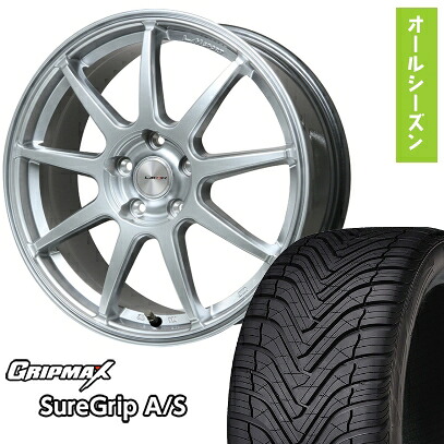 【取付対象】225/45R18 オールシーズンタイヤ ホイール4本セット GRIPMAX シュアグリップ オールシーズン(限定) (5/114車用) LEHRMEISTER LMスポーツLM-QR ハイパーシルバー 18インチ【送料無料】