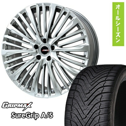 【取付対象】225/40R19 オールシーズンタイヤ ホイール4本セット GRIPMAX シュアグリップ オールシーズン(限定) (5/114車用) PREMIX MER-X(ハイパーシルバー) 19インチ【送料無料】