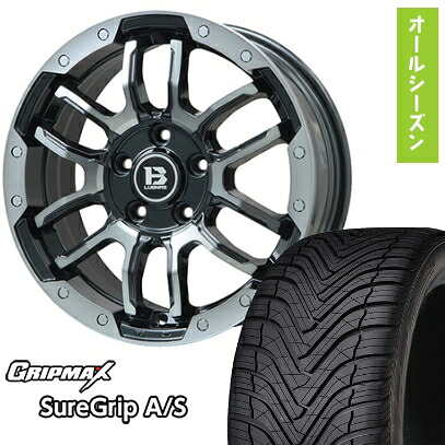 【取付対象】225/45R18 オールシーズンタイヤ ホイール4本セット GRIPMAX シュアグリップ オールシーズン(限定) (5/114車用) BIGWAY B-LUGNAS FRD(ブラックポリッシュ/ブラッククリア) 18インチ【送料無料】