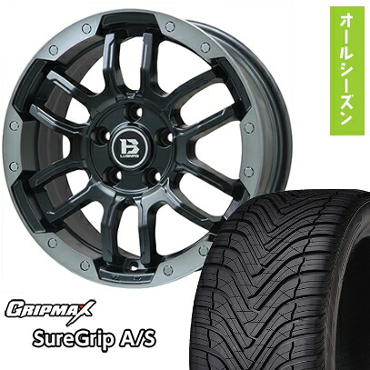 【取付対象】225/55R18 オールシーズンタイヤ ホイール4本セット GRIPMAX シュアグリップ オールシーズン(限定) (5/114車用) BIGWAY B-LUGNAS FRD(マットブラック/ブラッククリアリム) 18インチ【送料無料】｜アークタイヤ 店