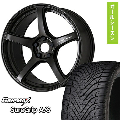 【取付対象】225/40R18 オールシーズンタイヤ ホイール4本セット GRIPMAX シュアグリップ オールシーズン(限定) (5/100車用) WORK エモーション T5R 18インチ【送料無料】