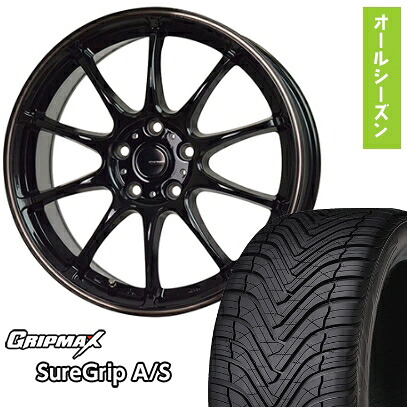 【取付対象】225/55R18 オールシーズンタイヤ ホイール４本セット (5/114車用) GRIPMAX シュアグリップ オールシーズン(限定) ホットスタッフ ジースピード P-07 18インチ【送料無料】｜アークタイヤ 店 78,100円