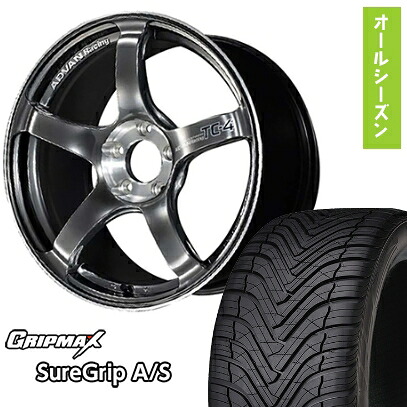 【取付対象】225/40R18 オールシーズンタイヤ ホイール４本セット (5/114車用) GRIPMAX シュアグリップ オールシーズン(限定) ヨコハマ アドバンレーシング TC4 SE 18インチ【送料無料】｜アークタイヤ 店