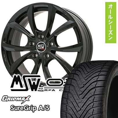 【取付対象】225/40R18 オールシーズンタイヤ ホイール4本セット GRIPMAX シュアグリップ オールシーズン(限定) (5/100車用) MSW by OZ Racing MSW 27(グロスブラック) 18インチ【送料無料】|アークタイヤ 店