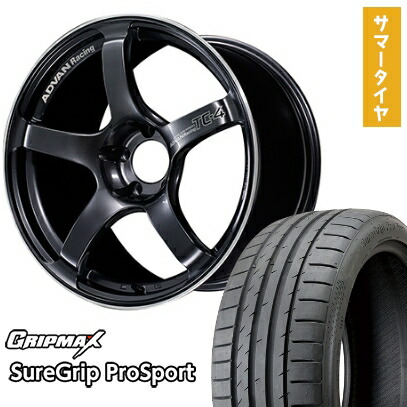【取付対象】225/40R18 夏タイヤ ホイール4本セット GRIPMAX シュアグリップ PRO SPORTS BSW（限定） (5/100車用) YOKOHAMA アドバンレーシング TC4 18インチ【送料無料】