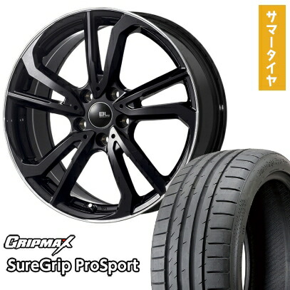 【取付対象】225/40R18 夏タイヤ ホイール4本セット GRIPMAX シュアグリップ PRO SPORTS BSW（限定） (5/100車用) BRANDLE-LINE レツィオ ブラックリムポリッシュ 18インチ【送料無料】