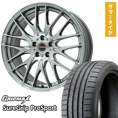 【取付対象】245/45R19 夏タイヤ ホイール4本セット GRIPMAX シュアグリップ PRO SPORTS BSW（限定） (5/100車用) BIGWAY LEYSEEN プラバ9M(クロームハイパーシルバー) 19インチ【送料無料】