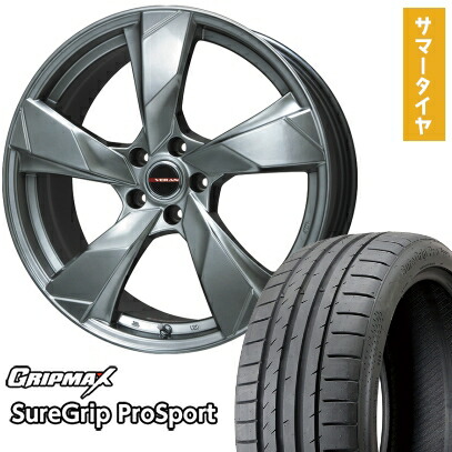 【取付対象】245/40R19 夏タイヤ ホイール4本セット GRIPMAX シュアグリップ PRO SPORTS BSW（限定） (5/114車用) PREMIX ヴェランV(クロームハイパーシルバー) 19インチ【送料無料】