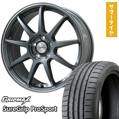 【取付対象】215/40R18 夏タイヤ ホイール4本セット GRIPMAX シュアグリップ PRO SPORTS BSW(限定) (5/114車用) LEHRMEISTER LMスポーツLM-QR ガンメタ/ラインポリッシュ 18インチ【送料無料】|アークタイヤ 店