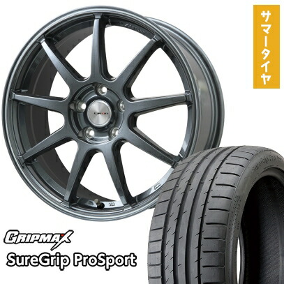 【取付対象】225/40R18 夏タイヤ ホイール4本セット GRIPMAX シュアグリップ PRO SPORTS BSW(限定) (5/114車用) LEHRMEISTER LMスポーツLM-QR ガンメタ/ラインポリッシュ 18インチ【送料無料】