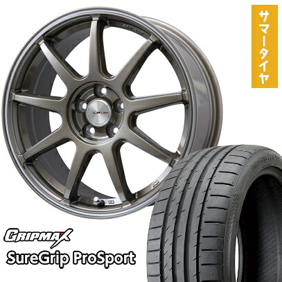 【取付対象】215/40R18 夏タイヤ ホイール4本セット GRIPMAX シュアグリップ PRO SPORTS BSW(限定) (5/114車用) LEHRMEISTER LMスポーツLM-QR ブロンズ/ラインポリッシュ 18インチ【送料無料】|アークタイヤ 店