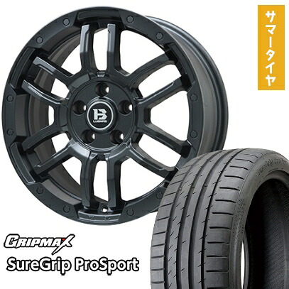 【取付対象】215/45R18 夏タイヤ ホイール４本セット (5/114車用) GRIPMAX シュアグリップ PRO SPORTS BSW（限定） ビッグウエイ B-LUGNAS FRD(マットブラック) 18インチ【送料無料】｜アークタイヤ 店