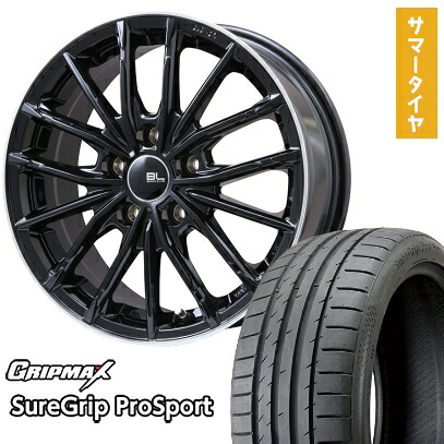【取付対象】215/40R18 夏タイヤ ホイール4本セット GRIPMAX シュアグリップ PRO SPORTS BSW（限定） (5/114車用) BRANDLE-LINE DF-10M グロスブラック/リムポリッシュ 18インチ【送料無料】