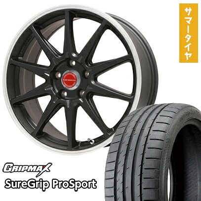 【取付対象】215/40R18 夏タイヤ ホイール4本セット GRIPMAX シュアグリップ PRO SPORTS BSW（限定） (5/100車用) LEHRMEISTER LMスポーツRS10(マットブラックリムポリッシュ) 18インチ【送料無料】