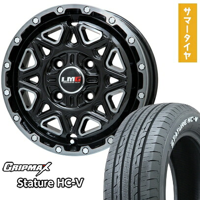 【取付対象】145/80R12 夏タイヤ ホイール4本セット GRIPMAX スタチャー HC-V RWL 80/78N（限定） (4/100車用) LEHRMEISTER LMG モンタグナ(ブラックポリッシュ/ブラッククリア) 12インチ【送料無料】