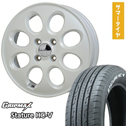 【取付対象】145/80R12 夏タイヤ ホイール4本セット GRIPMAX スタチャー HC-V RWL 80/78N（限定） (4/100車用) HOT STUFF ララパーム オーバル 12インチ【送料無料】