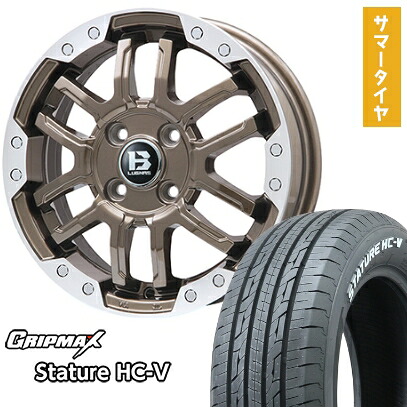 【取付対象】145/80R12 夏タイヤ ホイール4本セット GRIPMAX スタチャー HC-V RWL 80/78N（限定） (4/100車用) BIGWAY B-LUGNAS FRD(ブロンズ/リムポリッシュ) 12インチ【送料無料】｜アークタイヤ 店