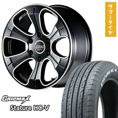 【新品】ハイエース200系 夏タイヤ ホイール４本セット 225/50R18 グリップマックス スタチャー HC-V RWL 107/105T（限定） エムテクノ M.T.S.JAPAN MJ18-01S 18インチ(送料無料)