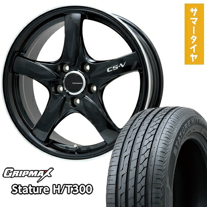 【取付対象】225/60R18 夏タイヤ ホイール4本セット GRIPMAX スタチャー H/T300 BSW（限定） (5/114車用) LEHRMEISTER CS-V(グロスブラック/リムポリッシュ) 18インチ【送料無料】