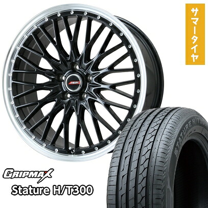 【取付対象】225/55R18 夏タイヤ ホイール4本セット GRIPMAX スタチャー H/T300 BSW（限定） (5/114車用) PREMIX MER PROMESH グロスブラック/リムポリッシュ 18インチ【送料無料】｜アークタイヤ 店
