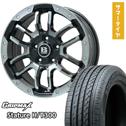 【取付対象】225/55R18 夏タイヤ ホイール4本セット GRIPMAX スタチャー H/T300 BSW（限定） (5/114車用) BIGWAY B-LUGNAS FRD(ブラックポリッシュ/ブラッククリア) 18インチ【送料無料】