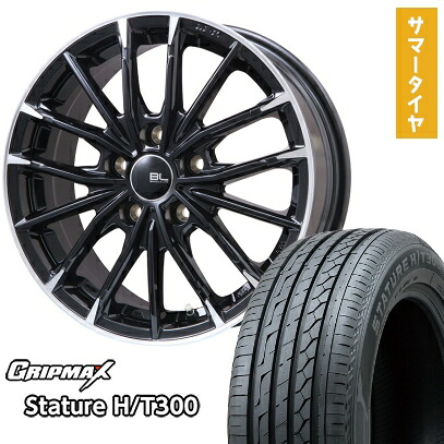 【取付対象】225/55R18 夏タイヤ ホイール4本セット GRIPMAX スタチャー H/T300 BSW（限定） (5/114車用) BRANDLE-LINE DF-10M グロスブラック/カットスポーク 18インチ【送料無料】｜アークタイヤ 店