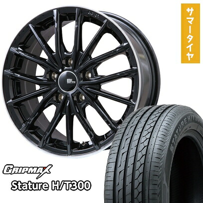 【取付対象】225/55R18 夏タイヤ ホイール4本セット GRIPMAX スタチャー H/T300 BSW（限定） (5/114車用) BRANDLE-LINE DF-10M グロスブラック/リムポリッシュ 18インチ【送料無料】