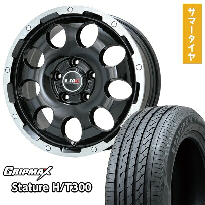 【取付対象】225/55R18 夏タイヤ ホイール4本セット GRIPMAX スタチャー H/T300 BSW（限定） (5/114車用) LEHRMEISTER LMG CS-9 ブラック/ブラッククリアリム 18インチ【送料無料】