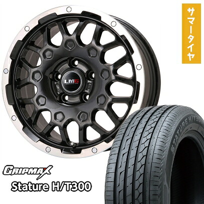 【取付対象】225/55R18 夏タイヤ ホイール4本セット (5/114車用) GRIPMAX スタチャー H/T300 BSW(限定) LEHRMEISTER LMG MS-9W ブラック/ブラッククリアリム 18インチ【送料無料】|アークタイヤ 店