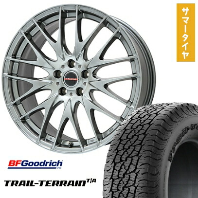 【取付対象】225/55R18 夏タイヤ ホイール4本セット BFグッドリッチ トレールテレーンT/A ORBL (5/100車用) BIGWAY LEYSEEN プラバ9M(クロームハイパーシルバー) 18インチ【送料無料】