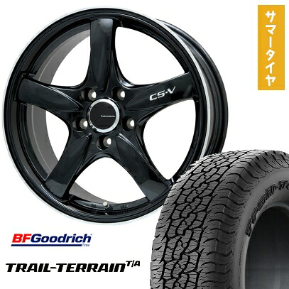 【取付対象】225/55R18 夏タイヤ ホイール4本セット BFグッドリッチ トレールテレーンT/A ORBL (5/114車用) LEHRMEISTER CS-V(グロスブラック/リムポリッシュ) 18インチ【送料無料】