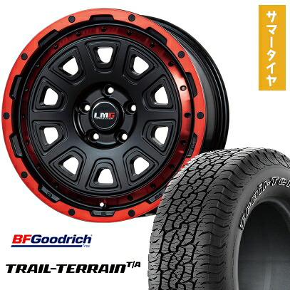 【取付対象】245/65R17 夏タイヤ ホイール4本セット BFグッドリッチ トレールテレーンT/A ORWL (5/114車用) LEHRMEISTER LMG DS-10 マットブラック/レッドリム 17インチ【送料無料】|アークタイヤ 店