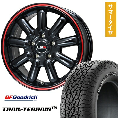 【取付対象】245/65R17 夏タイヤ ホイール4本セット BFグッドリッチ トレールテレーンT/A ORWL (5/114車用) LEHRMEISTER LMG MOS-9(グロスブラック/レッドライン) 17インチ【送料無料】