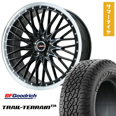 【取付対象】225/65R17 夏タイヤ ホイール4本セット BFグッドリッチ トレールテレーンT/A ORWL (5/114車用) PREMIX MER PROMESH グロスブラック/リムポリッシュ 17インチ【送料無料】|アークタイヤ 店