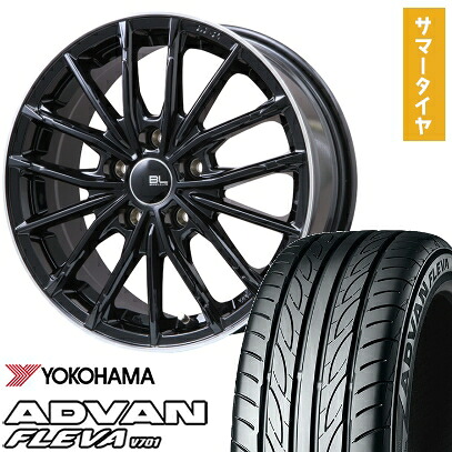 【取付対象】205/45R17 夏タイヤ ホイール4本セット YOKOHAMA アドバン フレバV701 (5/114車用) BRANDLE-LINE DF-10M グロスブラック/リムポリッシュ 17インチ【送料無料】