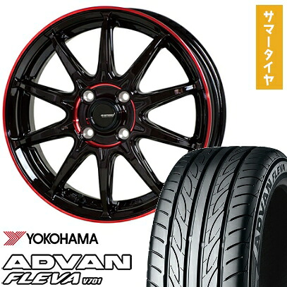 【取付対象】195/45R17 夏タイヤ ホイール4本セット YOKOHAMA アドバン フレバV701 (4/100車用) HOT STUFF ジースピード P-05R 17インチ【送料無料】|アークタイヤ 店