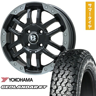 【取付対象】145/80R12 夏タイヤ ホイール4本セット YOKOHAMA ジオランダー KT 80/78N (4/100車用) BIGWAY B-LUGNAS FRD(マットブラック/ブラッククリアリム) 12インチ【送料無料】