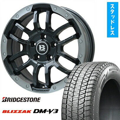 【取付対象】225/60R17 スタッドレスタイヤ ホイール4本セット BRIDGESTONE ブリザック DM-V3 DMV3 (5/114車用) BIGWAY B-LUGNAS FRD(マットブラック/ブラッククリアリム) 17インチ【送料無料】|アークタイヤ 店