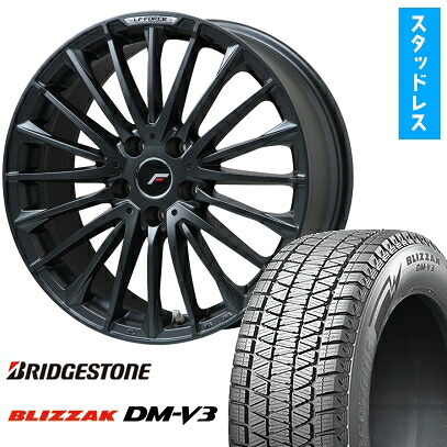 【取付対象】225/60R18 スタッドレスタイヤ ホイール4本セット RAV4/80ハリアー用 BRIDGESTONE ブリザック DM-V3 LEHRMEISTER LF-FORCE マットブラック(平座ナット) 18インチ(送料無料)|アークタイヤ 店