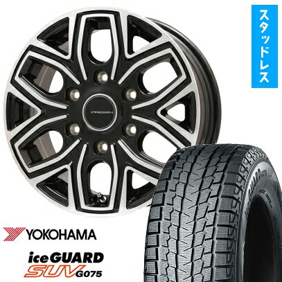 【取付対象】265/70R17 スタッドレスタイヤ ホイール４本セット FJクルーザー YOKOHAMA アイスガード SUV G075 PREMIX 飛車(ブラックポリッシュ) 17インチ(送料無料)