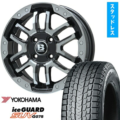 【取付対象】215/70R16 スタッドレスタイヤ ホイール4本セット YOKOHAMA アイスガード SUV G075 (5/114車用) BIGWAY B-LUGNAS FRD(ブラックポリッシュ/ブラッククリア) 16インチ【送料無料】