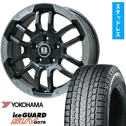 【取付対象】225/60R18 スタッドレスタイヤ ホイール4本セット YOKOHAMA アイスガード SUV G075 (5/114車用) BIGWAY B-LUGNAS FRD(マットブラック/ブラッククリアリム) 18インチ【送料無料】