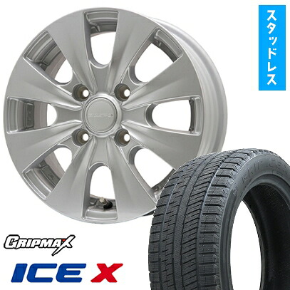 【取付対象】165/65R14 スタッドレスタイヤ ホイール4本セット ルーミー・パッソ・ジャスティ・トール GRIPMAX アイスX BSW ブラックサイドウォール(限定) ELBE ビズスポ シルバー 14インチ(送料無料)|アークタイヤ 店