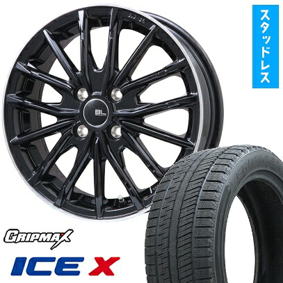 【取付対象】185/60R15 スタッドレスタイヤ ホイール４本セット 4/100車用 GRIPMAX アイスX BSW ブラックサイドウォール(限定) BRANDLE-LINE DF-10M グロスブラック/リムポリッシュ 15インチ(送料無料)｜アークタイヤ 店