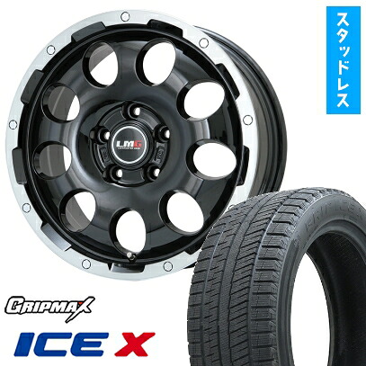 【取付対象】215/50R18 スタッドレスタイヤ ホイール４本セット ヤリスクロス等 GRIPMAX アイスX BSW ブラックサイドウォール(限定) LEHRMEISTER LMG CS-9 ブラック/ブラッククリアリム 18インチ(送料無料)