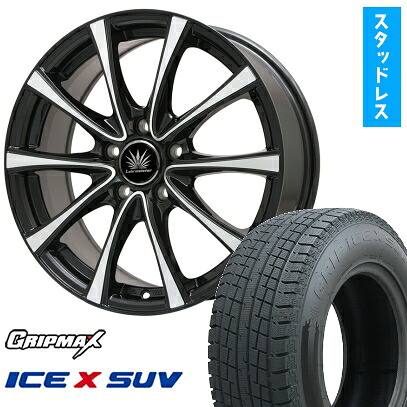 【取付対象】215/65R16 スタッドレスタイヤ ホイール４本セット アルファード/ヴェルファイア等 GRIPMAX アイスX SUV BSW ブラックサイドウォール(限定) PREMIX アマルフィV Jr(ブラックポリッシュ) 16インチ(送料無料)