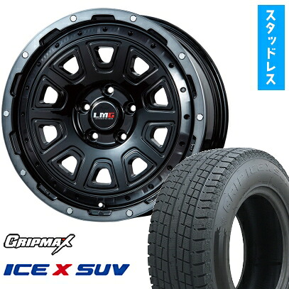 【取付対象】215/65R16 スタッドレスタイヤ ホイール４本セット アルファード/ヴェルファイア等 GRIPMAX アイスX SUV BSW ブラックサイドウォール(限定) LEHRMEISTER LMG DS-10 ブラック/ブラッククリアリム 16インチ(送料無料)